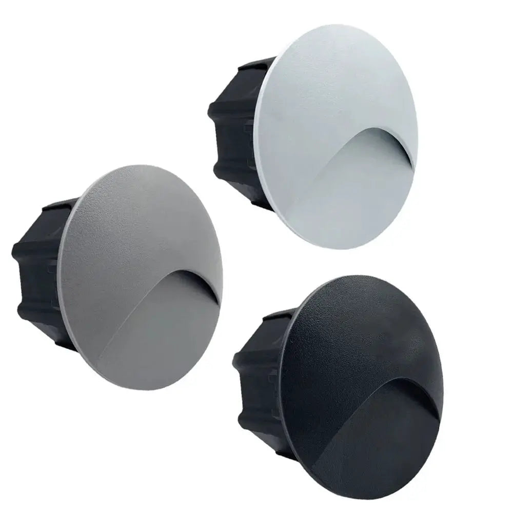 Simples Market outdoor recessed wall lamp 3W LED IP65, round disk lights in black, gray and light gray (3-pack)