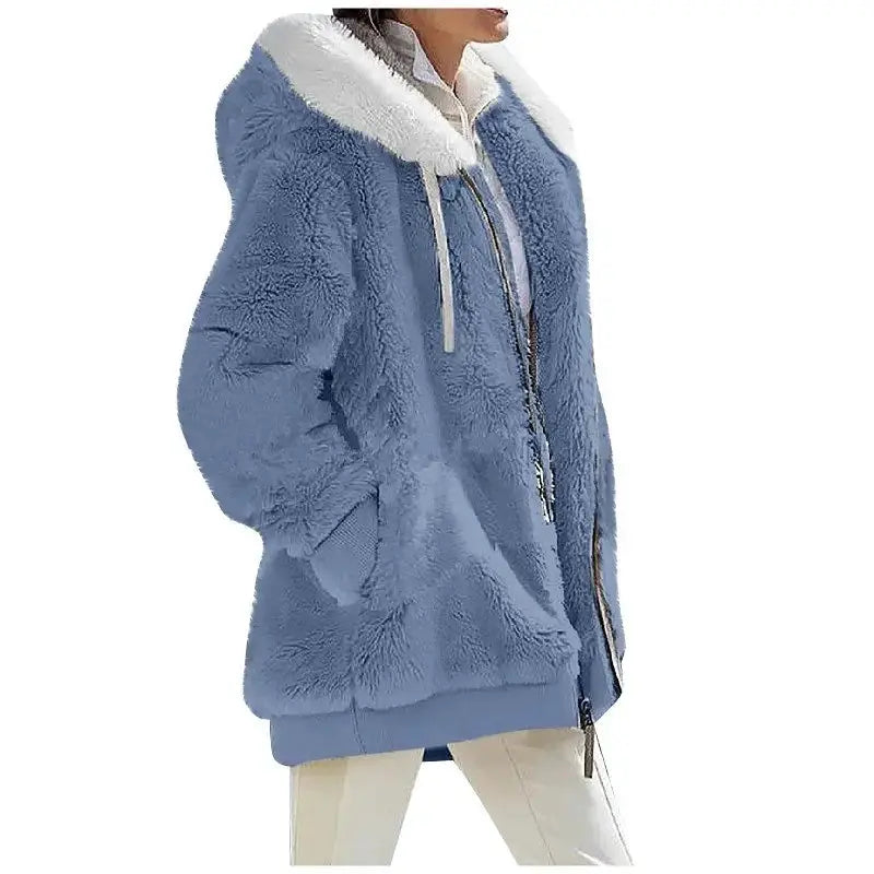 EverCozy Women Hooded Fleece Jacket Thick Warmth Casual Streetwear for Autumn and Winter