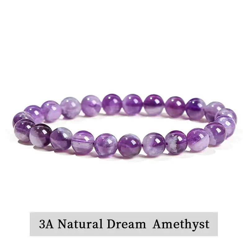 JD Natural Stone Beads Bracelet Amethyst Tiger Eye Crystal Quartz Agate Unisex Bangle Reiki Healing Jewelry Gift
