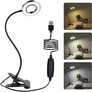 48-LED USB desk lamp with clip, 360° flexible gooseneck and ring light by Simples Market