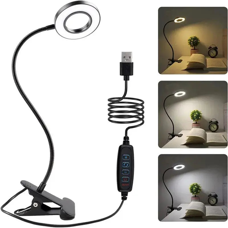 48-LED USB desk lamp with clip, 360° flexible gooseneck and ring light by Simples Market