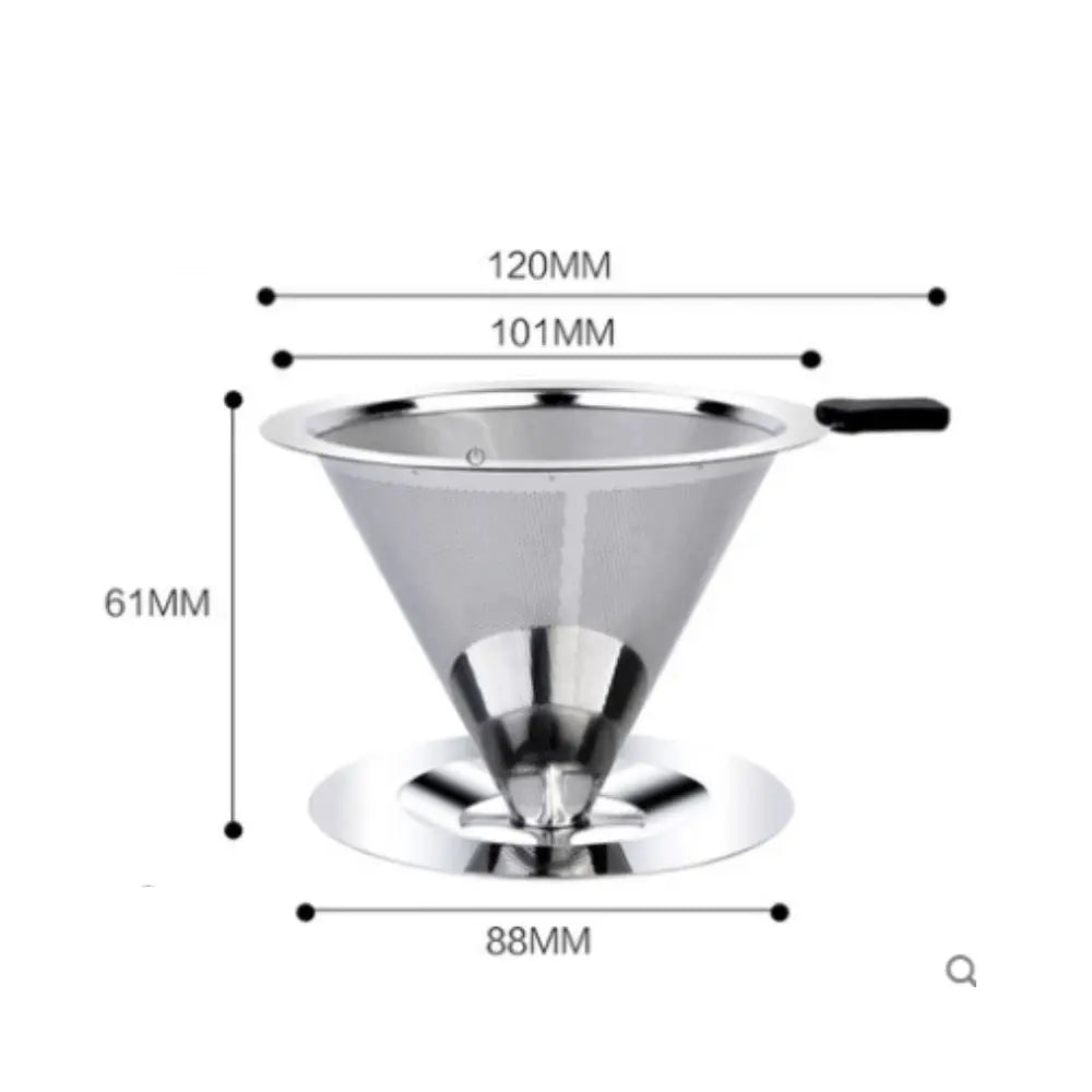Reusable Coffee Filter Holder Double Layer Stainless Steel Cone Strainer Coffee And Tea Making Tool