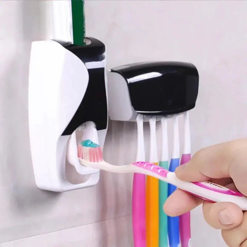 Wall Mounted Toothbrush And Toothpaste Holder Set With Automatic Dispenser And Cup Holder