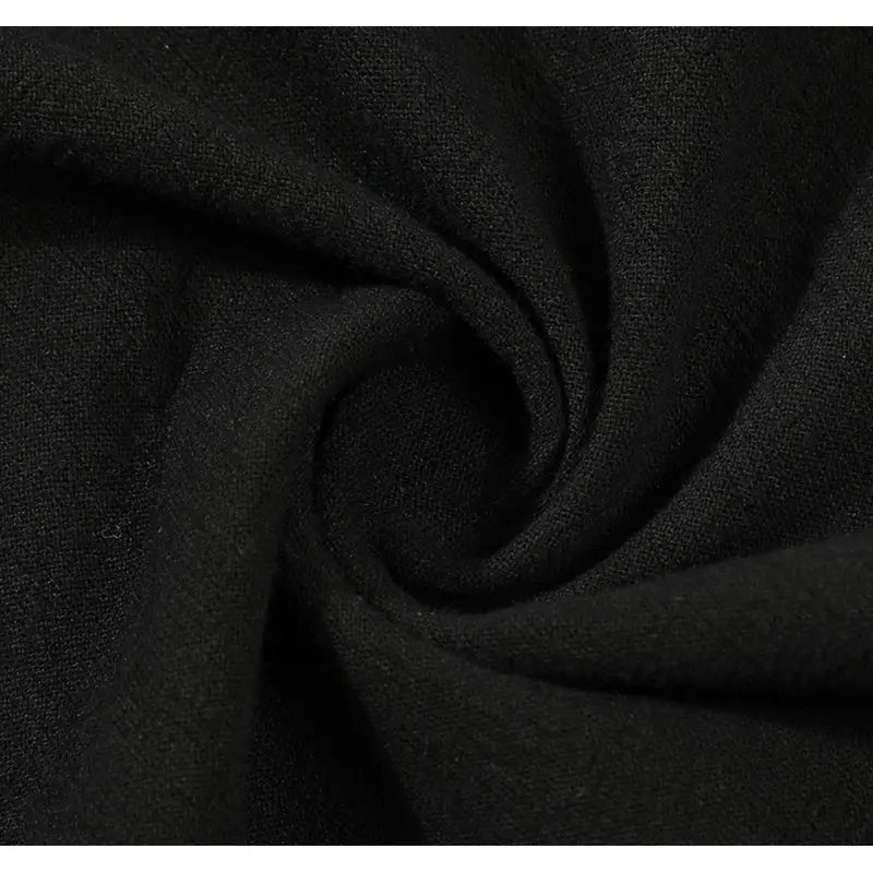 Black cotton-linen fabric close-up texture for men's shirts
