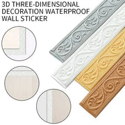 3D wall trim border by Simples Market, self-adhesive waterproof wall sticker in ornate grey, white, gold and bronze.