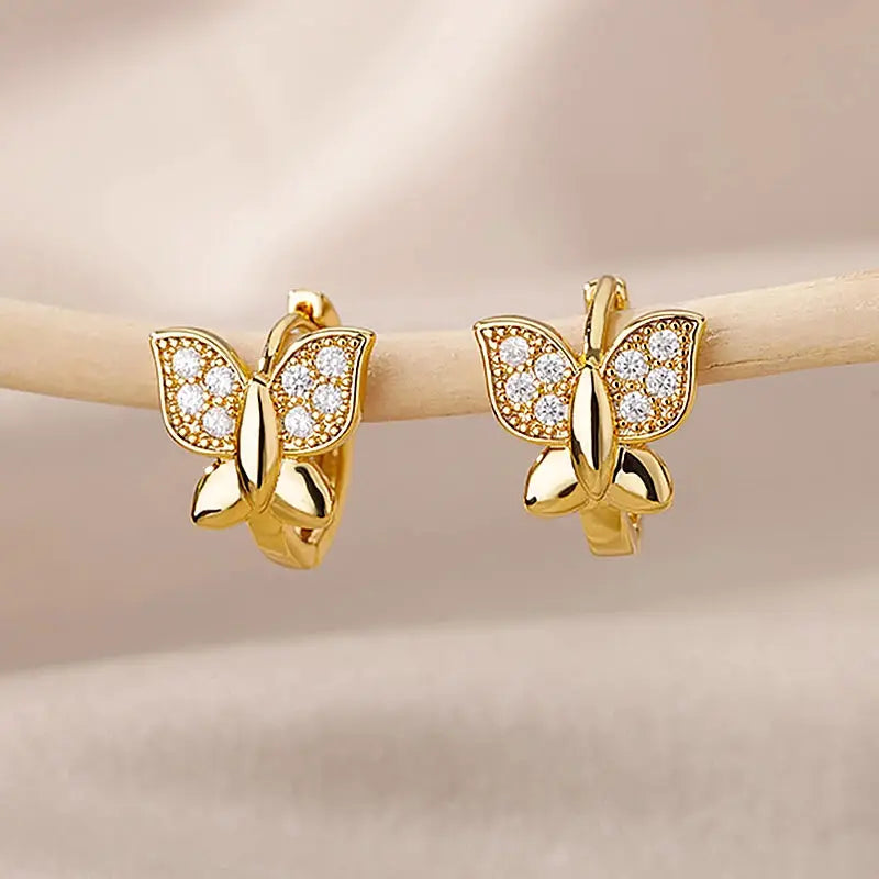 Butterfly Earrings For Women And Girls Stainless Steel Gold Tone Jewelry 2026 Trend Wedding Aesthetic