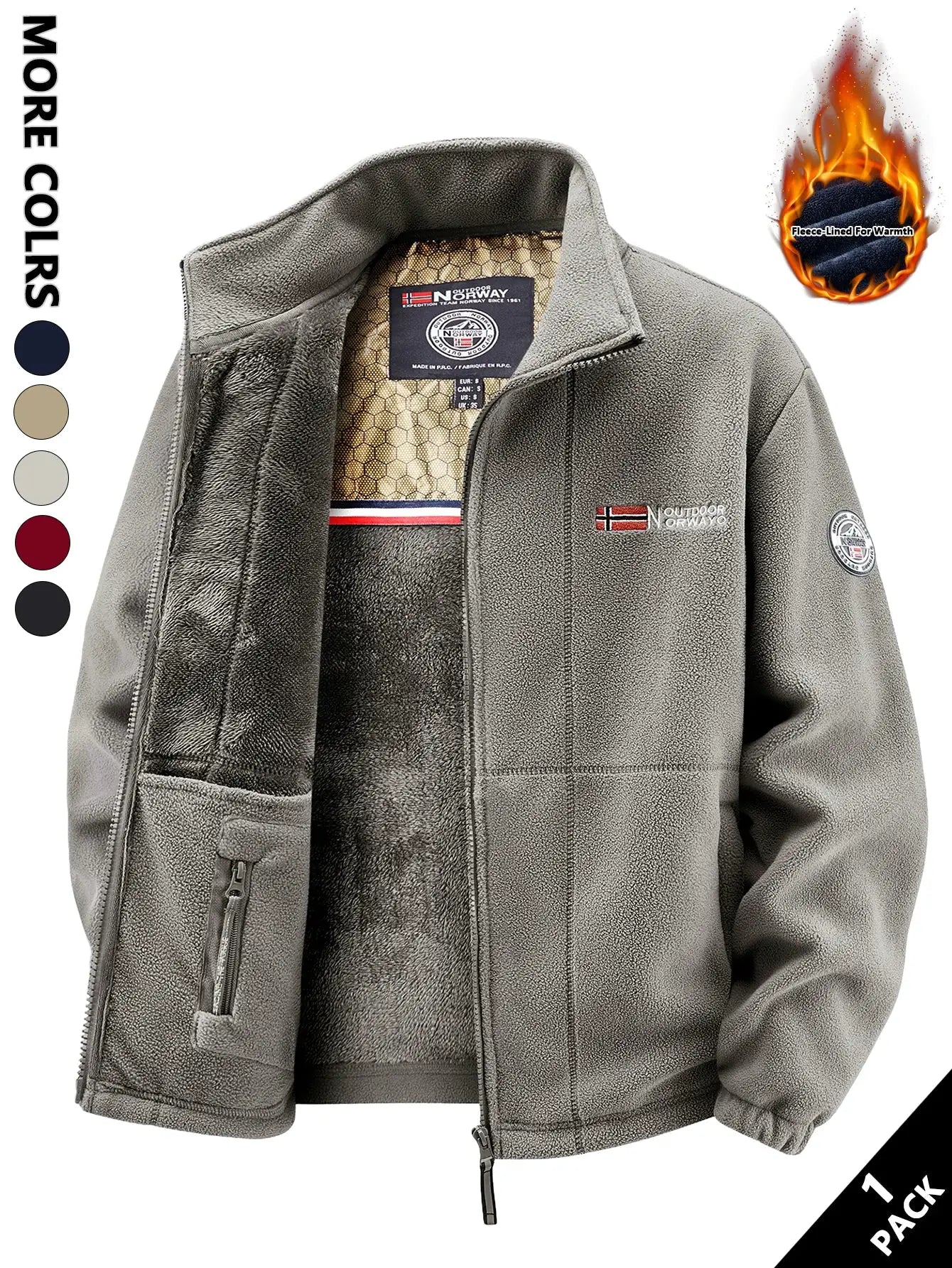 Men's fleece jacket by Simples Market, grey fleece-lined warmth with zip pockets.