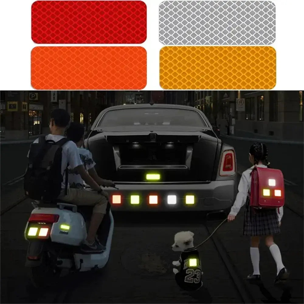 10 Pcs 3X8Cm Car Bumper Reflective Stickers For Safety Warning Strips For Low Light Visibility