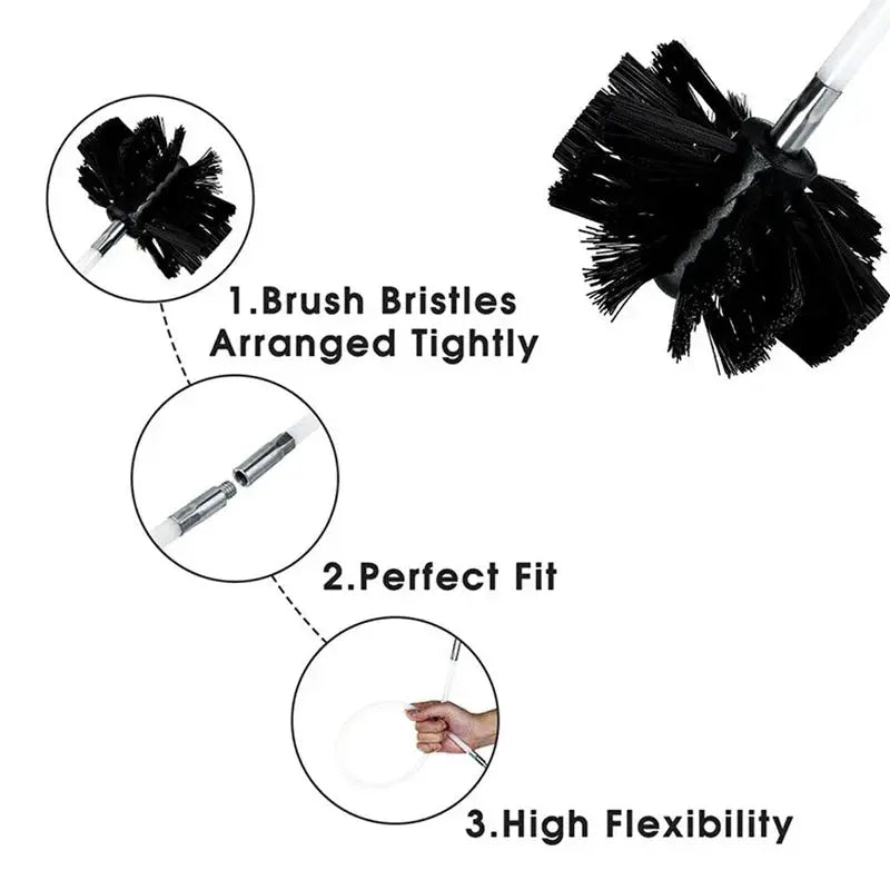 Flexible chimney sweep set by Simples Market with black nylon brush and rod kit