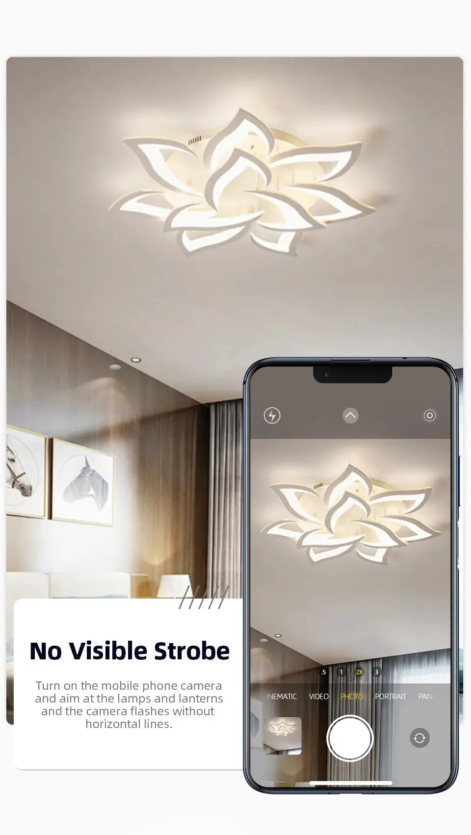 Modern LED ceiling light fixture with flower design, dimmable, by Simples Market.