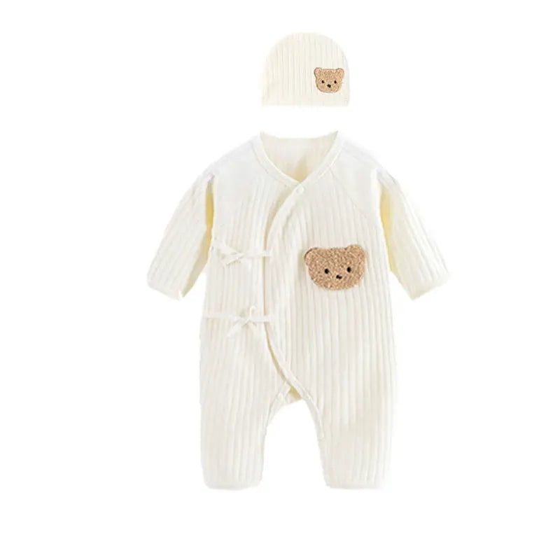 Somenie 100 Percent Cotton Infant Jumpsuit Long Sleeve Romper For Newborn Boys And Girls All Season Wear