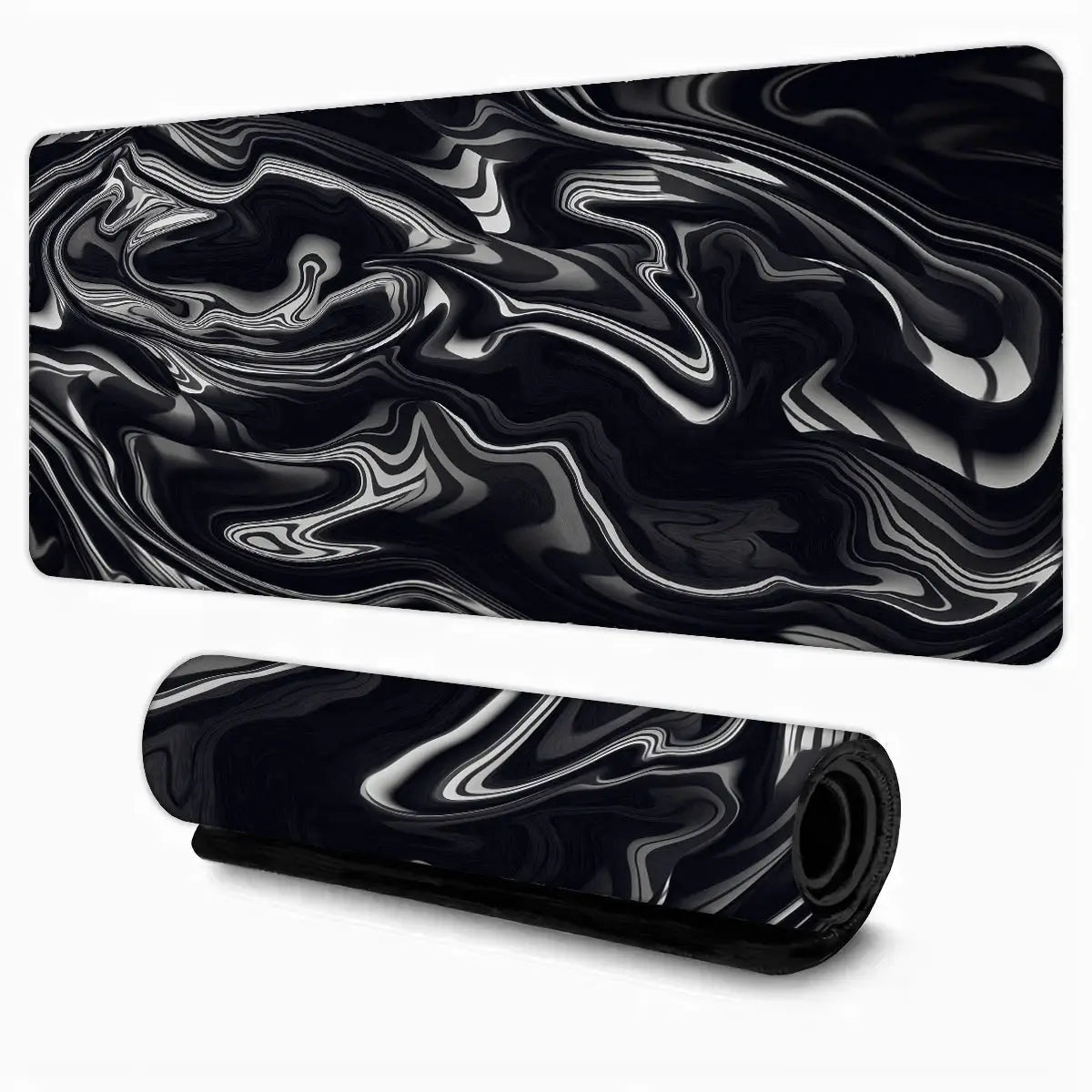 Black Gray Swirl Design Large Mouse Pad Desk Mat For Gaming And Office PC Keyboard Accessories