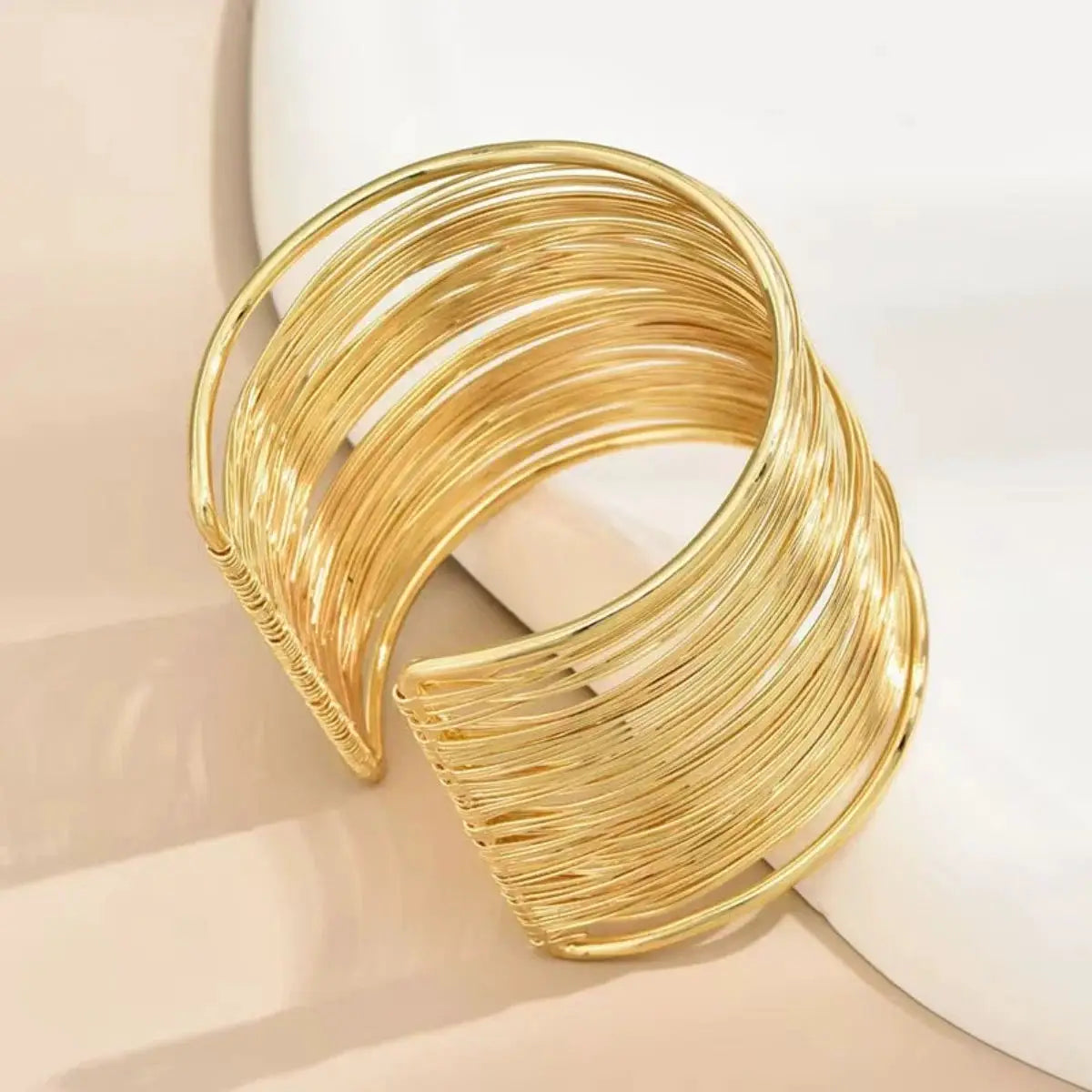 Vintage Hyperbolic Layered Wide Wire Bracelet Cuff Bangle For Women Exaggerated Wrist Wrap Hand Jewelry Gift