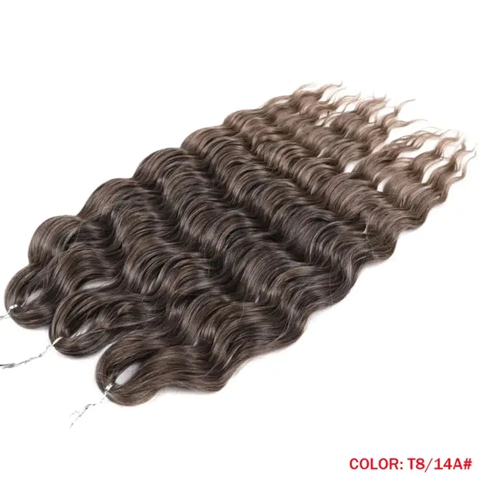 Five bundles of Noble Hair synthetic loose deep wave 24in braiding extensions in T8/14A ombre brown