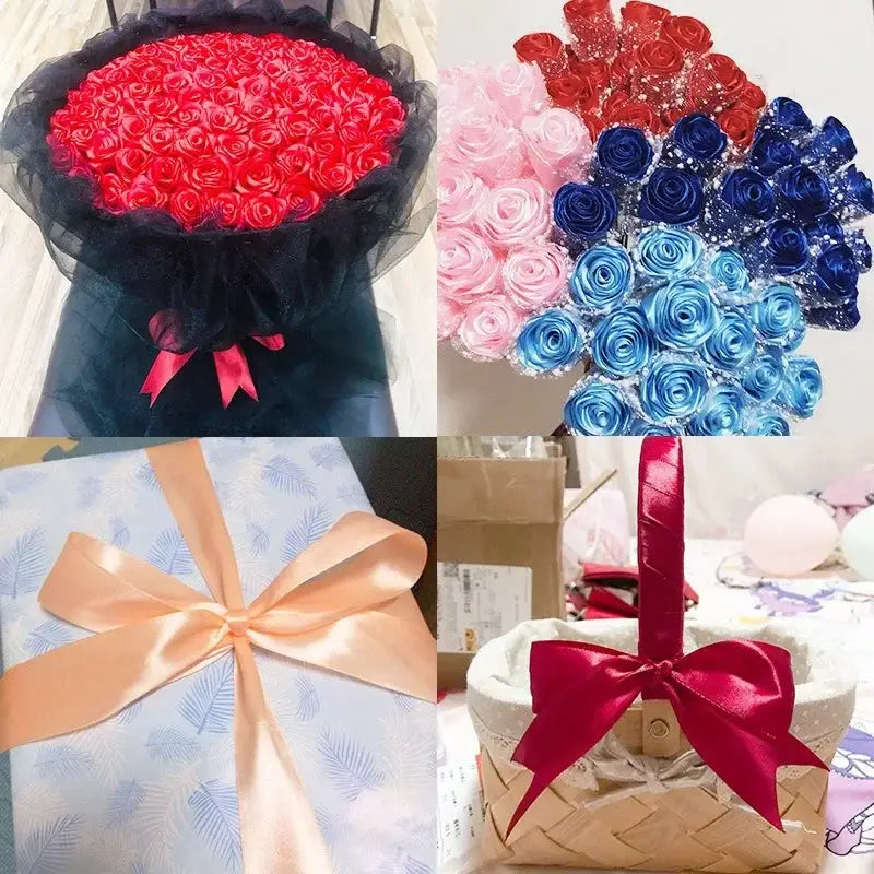 22 Meters Satin Ribbon Assorted Colors 6mm Wide 100 Percent Polyester Gift Wrap Craft Bow