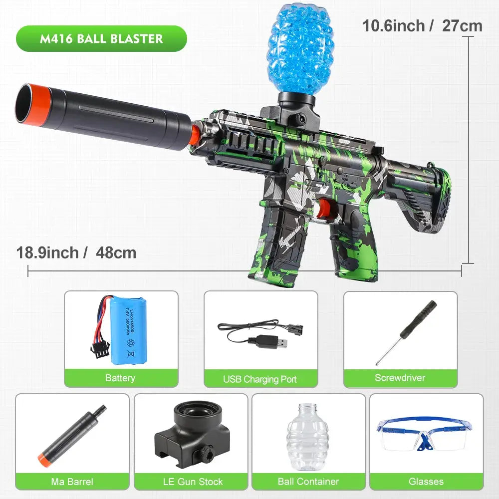 M416 Electric Ball Blaster Toy Gun High Speed Metallic Finish Rechargeable Outdoor Party Gift
