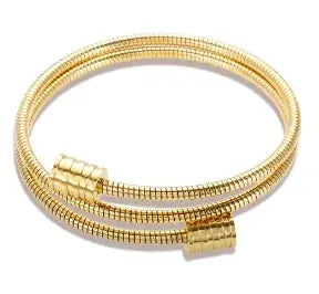 Geometric Stainless Steel Cuff Bracelet For Women With Adjustable Fit And Gold Color Plating
