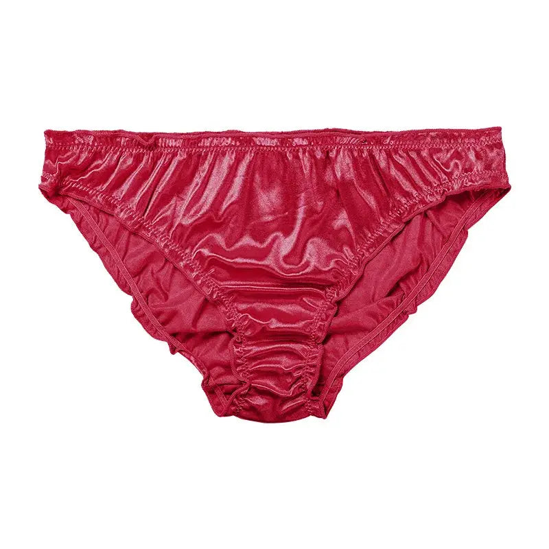 Women's satin briefs by Simples Market, red low-waist underwear, breathable and comfortable