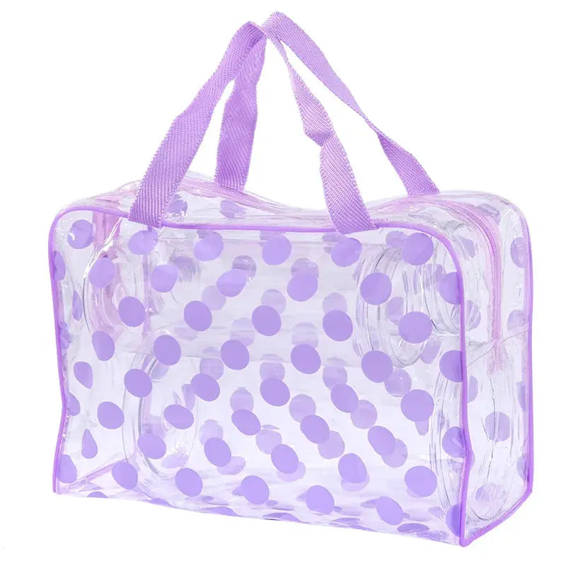 HOMEFISH Transparent Polka Dot Womens Makeup Bag Waterproof PVC Cosmetic Organizer for Travel and Daily Use