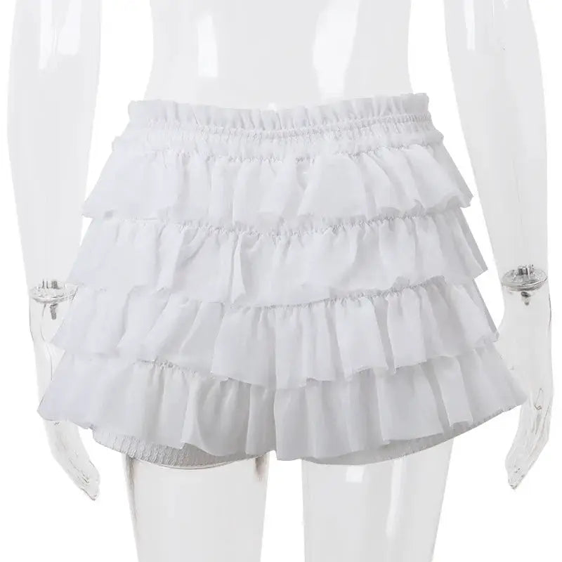 Y2K Ruffle Tiered Mini Skirt Co Ord Set Tie Front Top 2 Piece Elegant