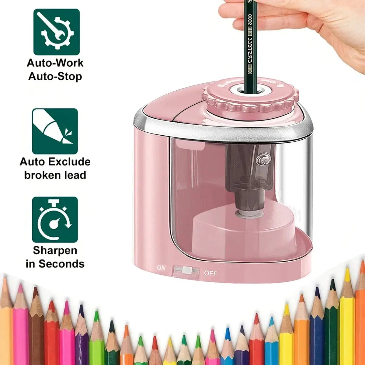 Automatic Electric Pencil Sharpener For Desktop Use 6-8mm Pencils For Students And Office