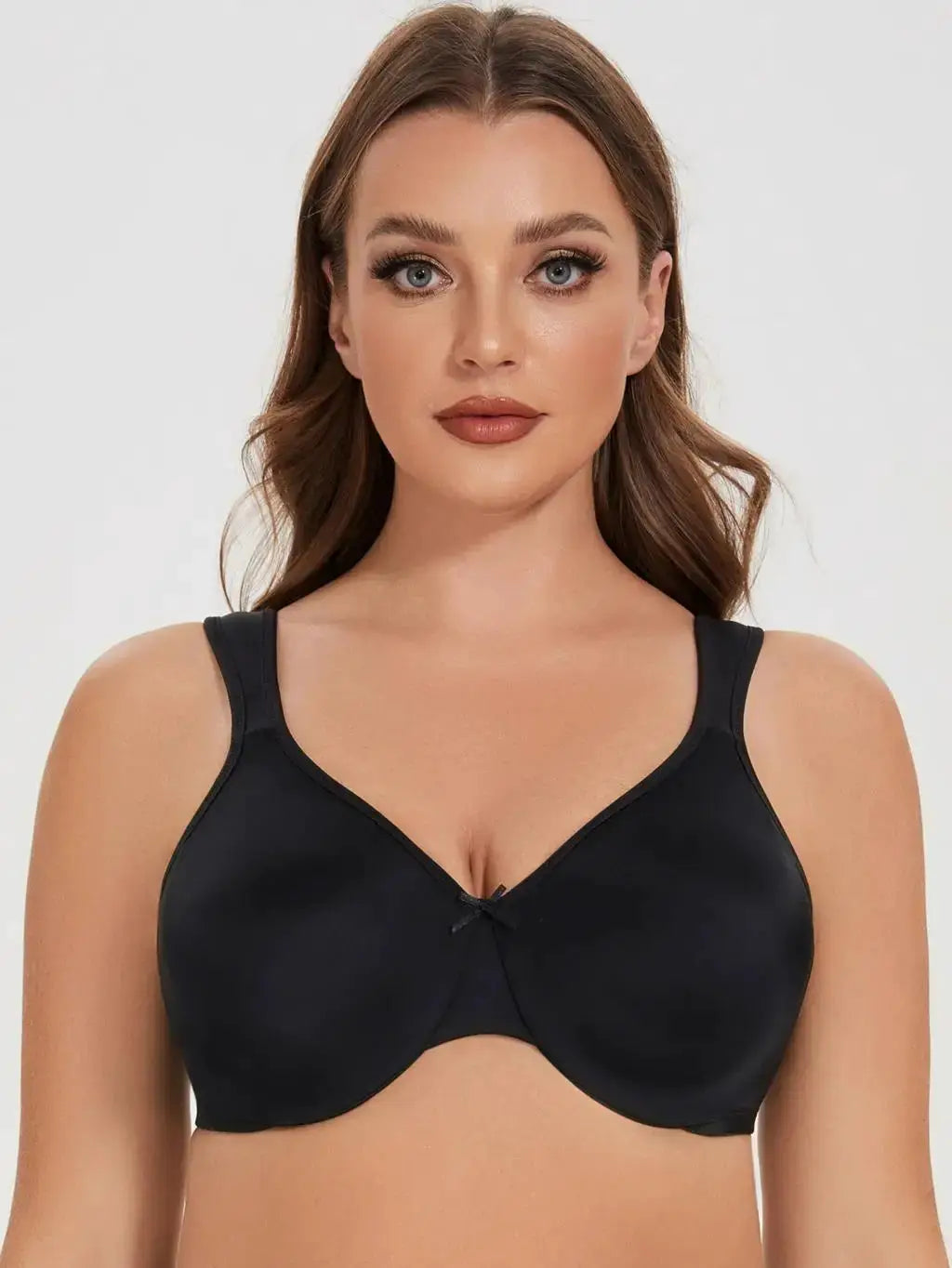 MELENECA women's minimizer seamless unlined underwire bra, black, plus-size