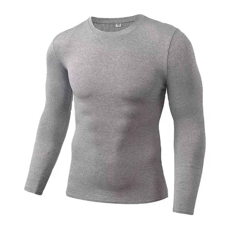 Men's Long Sleeve Thermal Underwear Top Thin Tight Fit Fast Dry Elastic Fitness Wear For Autumn And Winter
