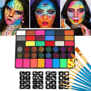 42 Color Water Soluble Face and Body Paint Set Neon Glitter Glow