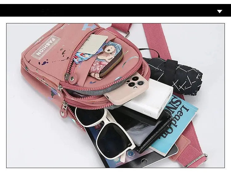 Simples Market pink chest bag crossbody sling backpack for women with zipper pockets and adjustable strap
