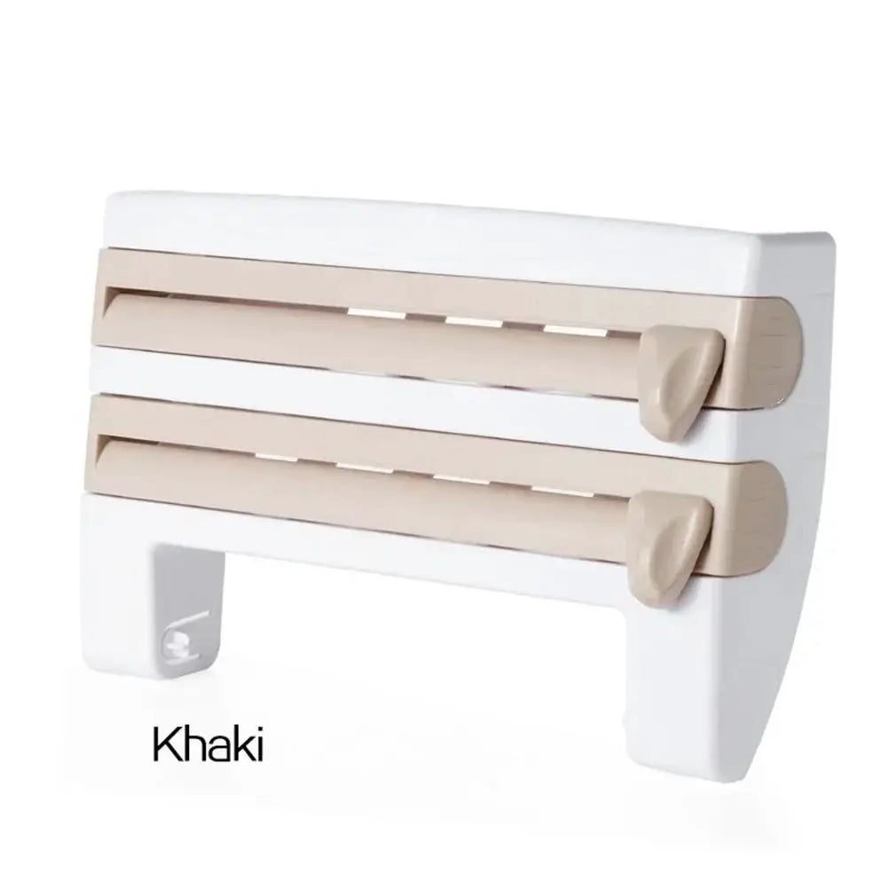 4 In 1 Adhesive Wall Mount Kitchen Organizer Paper Towel Holder Tissue Dispenser Film Cutter Sauce Bottle Rack