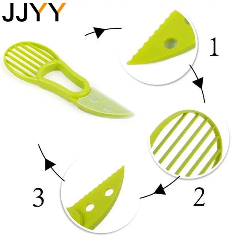JJYY 3 In 1 Avocado Slicer Pitter Cutter Pulp Separator Plastic Knife Kitchen Tool
