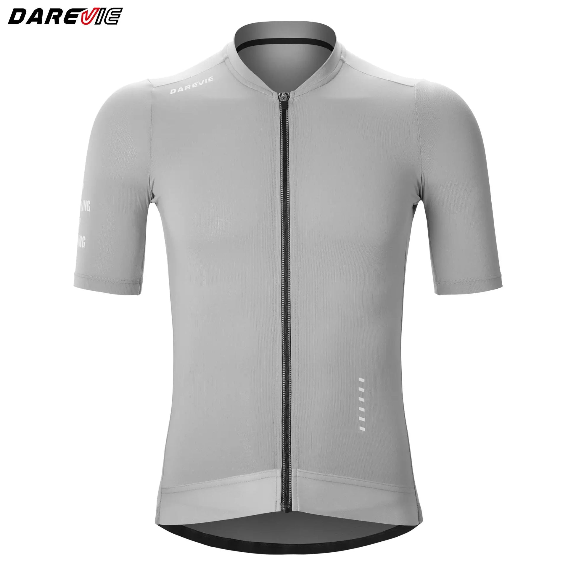 DAREVIE men's cycling jersey gray, short sleeves, full-zip, breathable quick-dry fabric