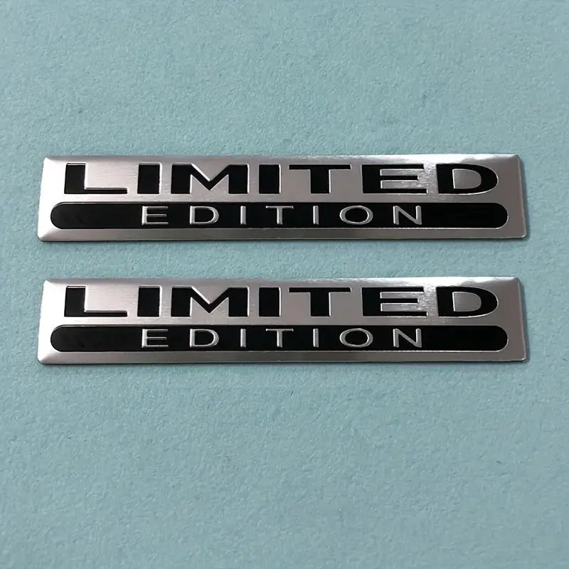 Two chrome 3D metal car emblems Limited Edition for rear trunk and side fenders