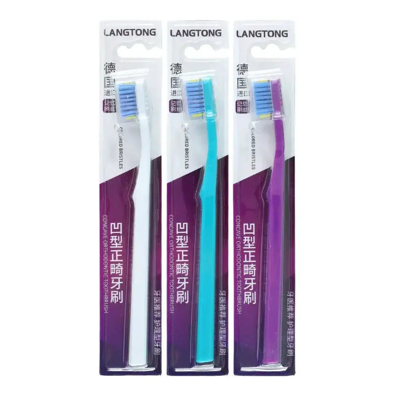 3 Pack Adult Orthodontic Toothbrushes For Braces With Soft Bristles For Gentle Deep Cleaning Between Braces