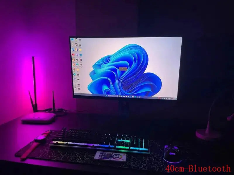 Corner floor lamp 1PC, Simples Market, RGB LED with remote and app control, purple glow