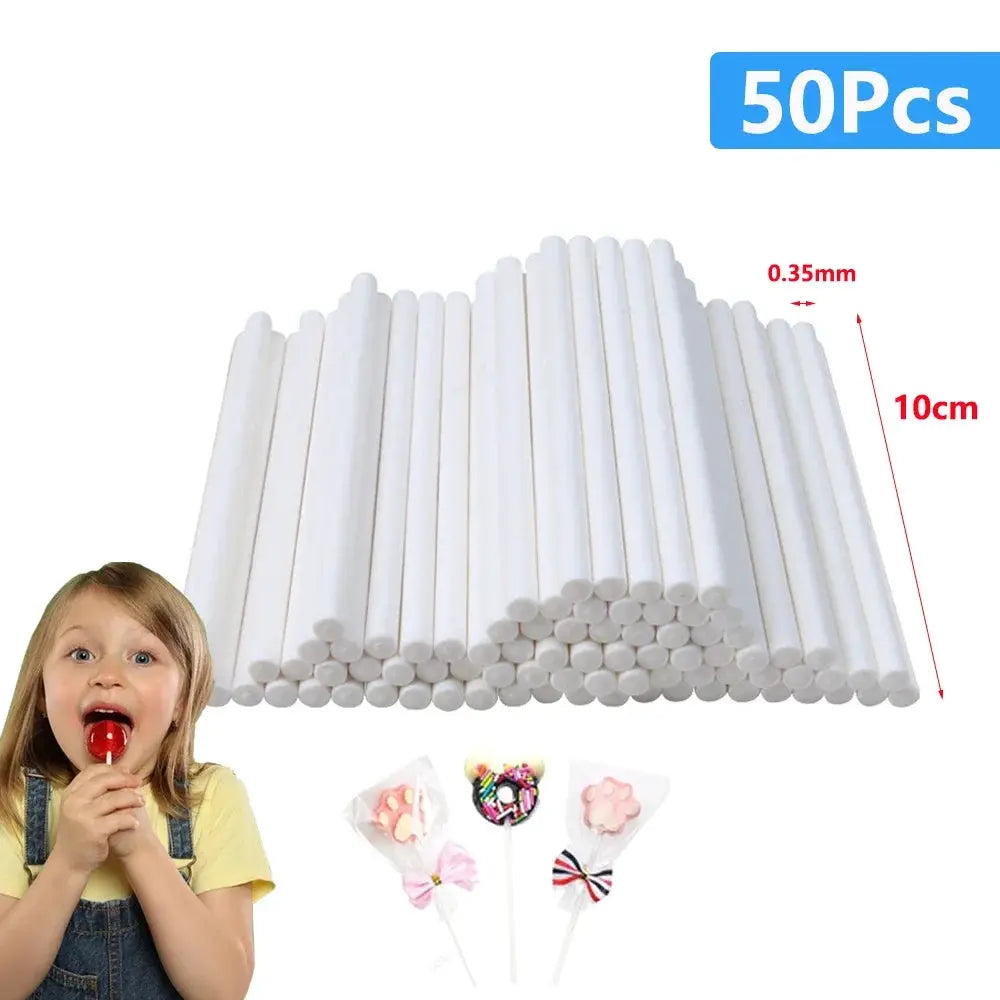 White Paper Lollipop Sticks Solid Core 20 To 1500 Pcs For Cake Pops Party Desserts Candy Making