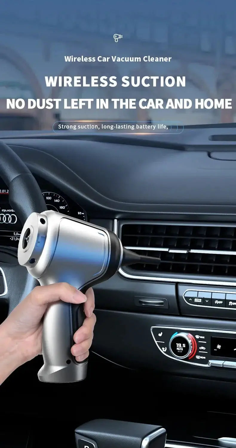 95000PA wireless car vacuum cleaner, cordless handheld with strong suction, silver/blue by Simples Market