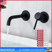 Simples Market bathroom basin faucet; black matte, wall-mounted, single-handle