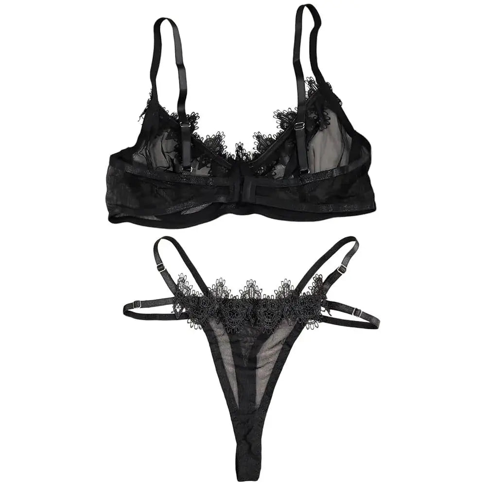 LuxeLace See Through Lace Bodysuit And Babydoll Set Wire Free Plunge Bra For Alluring Comfort