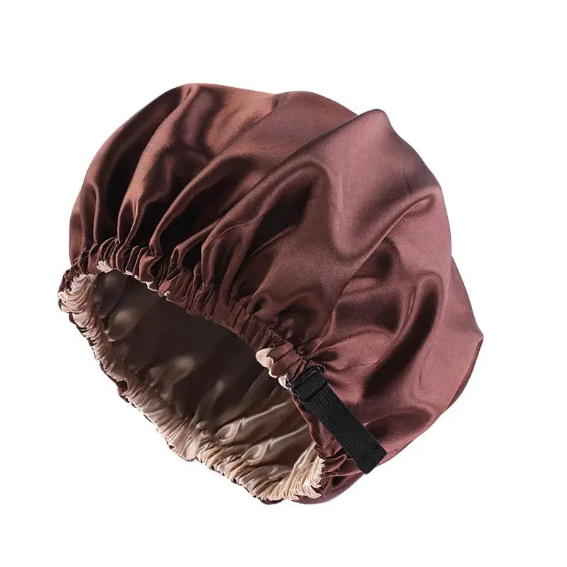 SilkNest Satin Sleep Bonnet Adjustable Double Layer Large Satin Lining For All Night Curly Hair Protection