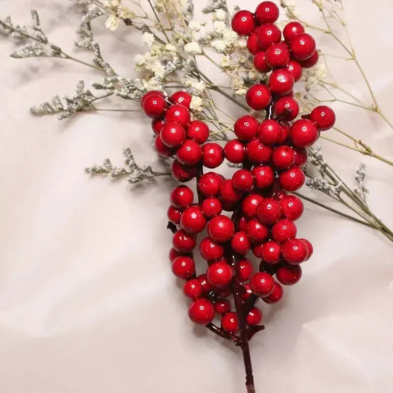 50 Count Artificial Holly Berry Stem With Red Berries For Christmas Tree Decoration Home Decor Ornament