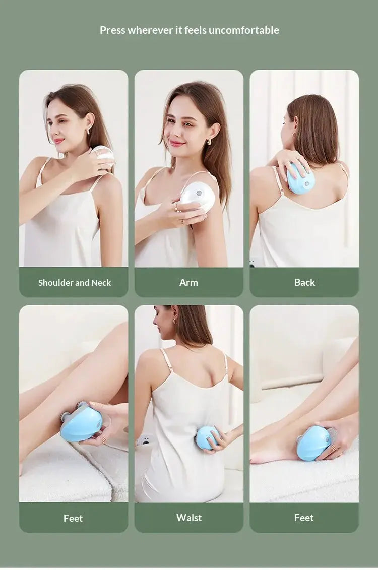 Blue Simples Market deep scalp massager, portable electric massage tool for neck, back, arms, waist, and feet.