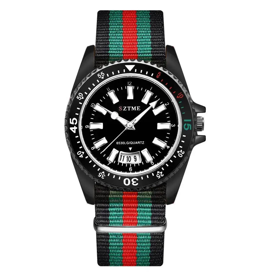 Unisex Nylon Strap Calendar Quartz Watch With Luminous Dial Elegant Business Timepiece For Men And Women