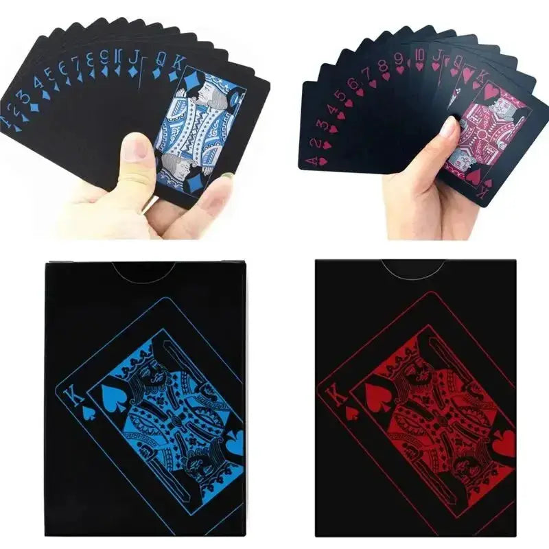 Waterproof Pure Black Plastic Poker Cards PVC Wear Resistant Durable Deck For Casual Board Games