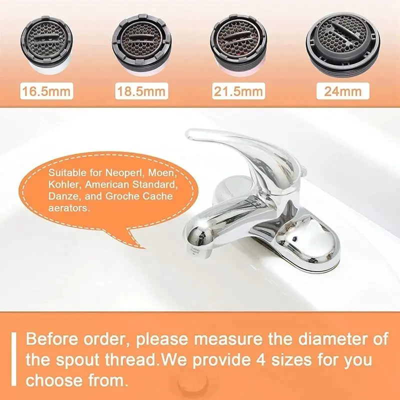Simples Market faucet aerator adapters set, 4 sizes (16.5/18.5/21.5/24mm), metallic finish