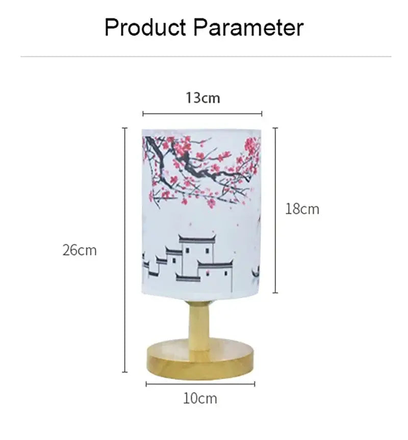 LED table lamp with plum blossom fabric shade and gold base, Simples Market, EU plug, dimmable