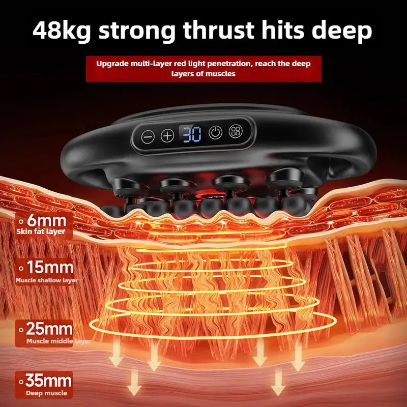 Simples Market 32-head wireless massage gun with red light therapy in black finish