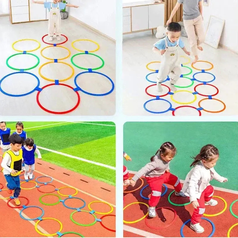 Outdoor Agility Training Lattice Jump Ring Set With 10 Hoops And 10 Connectors For Park Football Drills