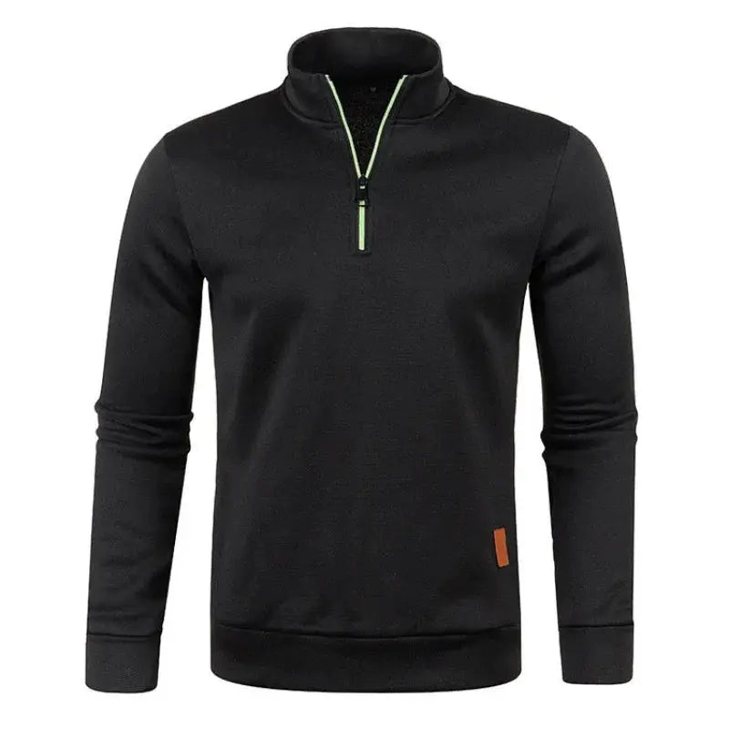 Autumn Men's Half Zip Sweatshirt With Turtleneck Long Sleeve Solid Color Streetwear Winter Warm Jacket
