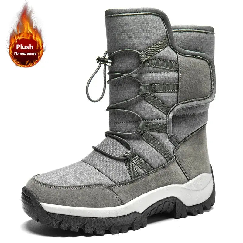 Mens Winter Boots Waterproof Plush Lined Non Slip Outdoor Hiking Ankle Boots All Weather Warmth